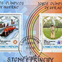 St Thomas & Prince Islands 1983 Olympic Games m/sheet (Bobsled & Archery) fine cto used, Mi BL 142A