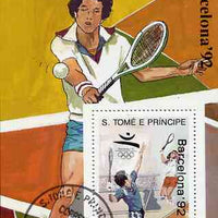 St Thomas & Prince Islands 1989 Barcelona '92 5Db m/sheet (Tennis) very fine cto used Mi BL 199