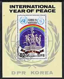 North Korea 1986 International Peace Year m/sheet (Sculpture & Rainbow) very fine cto used