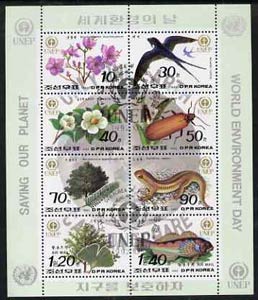 North Korea 1992 World Environment Day sheetlet containing complete set of 8 values very fine cto used, see after SG N3207