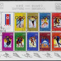 North Korea 1978 Winter Olympics sheetlet containing complete set of 9 plus label, fine cto used, see note after SG N1695