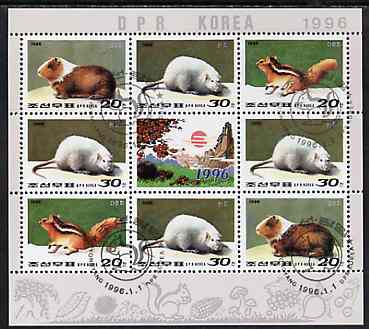 North Korea 1997 New Year (Rats) sheetlet containing 8 values plus label fine cto used