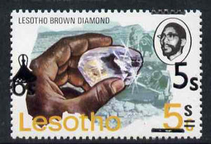 Lesotho 1980 5s on 6c on 5c brown Diamond unmounted mint with obliterating bars misplaced (one at top & one at bottom) SG 410Avar