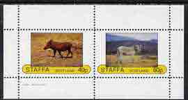 Staffa 1982 Animals perf set of 2 (40p Wild Boar & 60p Zebra) unmounted mint