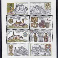 Czechoslovakia 1982 Castles unmounted mint m/sheet containing set of 4 values plus 4 labels, SG MS 2636, Mi BL 50