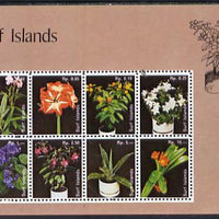 Surf Island Flowers perf sheetlet containing complete set of 8 (lilac border) unmounted mint