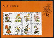 Surf Island Flowers perf sheetlet containing complete set of 8 (orange border) unmounted mint