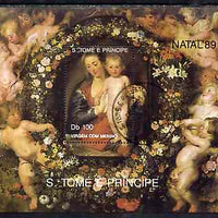 St Thomas & Prince Islands 1989 Christmas 100Db m/sheet (Painting by Rubens) very fine cto used Mi BL 222