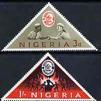 Nigeria 1963 11th World Scout Jamboree unmounted mint set of 2 triangulars, SG 133-34