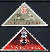 Nigeria 1963 11th World Scout Jamboree unmounted mint set of 2 triangulars, SG 133-34