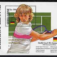 Sierra Leone 1988 Steffi Graf's Grand Slam Tennis Victories unmounted mint m/sheet opt'd 'US Open - Graf v Sabatini' in gold, SG MS 1193