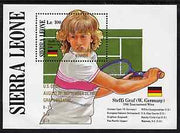 Sierra Leone 1988 Steffi Graf's Grand Slam Tennis Victories unmounted mint m/sheet opt'd 'US Open - Graf v Sabatini' in gold, SG MS 1193