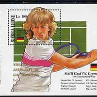 Sierra Leone 1988 Steffi Graf's Grand Slam Tennis Victories unmounted mint m/sheet opt'd 'Wimbledon - Graf v Navratilova' in gold, SG MS 1193