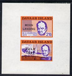 Davaar Island 1966 Churchill imperf m/sheet (3d & 2s6d) with Moon Landing overprint unmounted mint