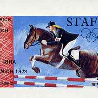 Staffa 1973 Munich Olympics (Showjumping) imperf souvenir sheet (35p value) opt'd IBRA Munich 1973 unmounted mint