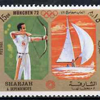 Sharjah 1972 Archery & Sailing (15Dh) from Olympic Sports perf set of 10 unmounted mint, Mi 944