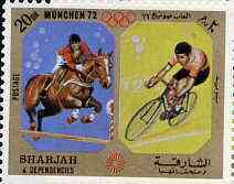 Sharjah 1972 Show Jumping & Cycling (20Dh) from Olympic Sports perf set of 10 unmounted mint, Mi 945