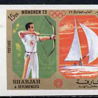 Sharjah 1972 Archery & Sailing (15Dh) from Olympic Sports imperf set of 10 unmounted mint, Mi 944B