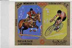 Sharjah 1972 Show Jumping & Cycling (20Dh) from Olympic Sports imperf set of 10 unmounted mint, Mi 945B