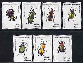 Madagascar 1993 Beetles unmounted mint set of 7, Mi 1656-62*