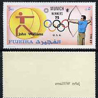 Fujeira 1972 Archery (John Williams) from Olympic Winners set of 25 with superb set-off of 'John Williams' on gummed side, unmounted mint*