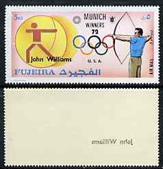 Fujeira 1972 Archery (John Williams) from Olympic Winners set of 25 with superb set-off of 'John Williams' on gummed side, unmounted mint*