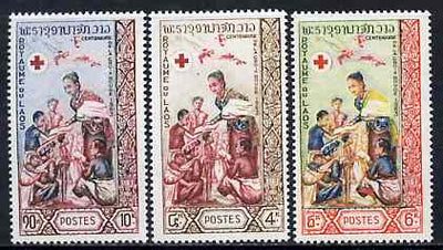 Laos 1963 Centenary of Red Cross complete set of 3 unmounted mint, SG 132-34*