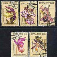 Russia 1991 Orchids complete set of 5 fine cto used, SG 6247-51, Mi 6192-96*