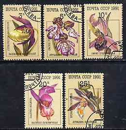 Russia 1991 Orchids complete set of 5 fine cto used, SG 6247-51, Mi 6192-96*