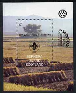 Bernera 1997 Trees perf souvenir sheet (£1 value) opt'd for 'Pacific 97' with Scout opt on stamp & Rotary opt in margin,(in black) from a limited printing unmounted mint