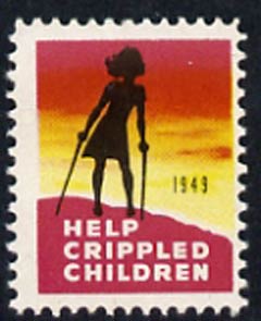 Cinderella - United States 1949 Crippled Children fine mint label showing silhouette of crippled child unmounted mint*