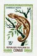 Congo 1971 Chameleon 15f imperf deluxe sheet on sunken card in full issued colours, as SG 285