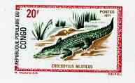 Congo 1971 Nile Crocodile 20f imperf deluxe sheet on sunken card in full issued colours, as SG 286