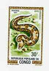 Congo 1971 Gaboon Viper 30f imperf deluxe sheet on sunken card in full issued colours, as SG 288