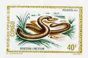 Congo 1971 Brown House Snake 40f imperf deluxe sheet on sunken card in full issued colours, as SG 289