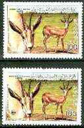 Libya 1987 WWF Sand Gazelle 100dh unmounted mint with WWF logo missing (plus normal) SG 1920var, Mi 1753