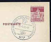 Postmark - West Berlin 1969 8pfg postal stationery card with special cancellation for 'From Roman Times to Nuclear Research' illustrated with Head of Roman Soldier & Nuclear symbol