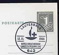 Postmark - West Germany 1966 postcard with special cancellation for Red Cross, Hessen, Provincial Meeting illustrated with Red Cross Centenary emblem