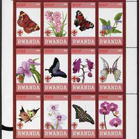 Rwanda 2009 Butterflies and Orchids imperf sheetlet containing 12 values unmounted mint