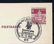 Postmark - West Berlin 1969 8pfg postal stationery card with special cancellation for Meeting of the St Gabriel Guild illustrated with Angel