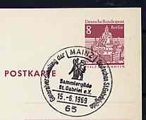 Postmark - West Berlin 1969 8pfg postal stationery card with special cancellation for Meeting of the St Gabriel Guild illustrated with Angel