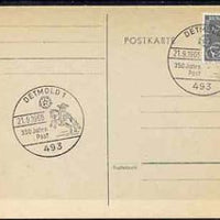 Postmark - West Germany 1966 postcard with special cancellation for 350 Years of Post in Detmold illustrated with Mounted Postal Courier