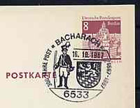 Postmark - West Berlin 1967 8pfg postal stationery card with special cancellation for 300 Years of the Post in Bacharach illustrated with Postillion & Town's Arms