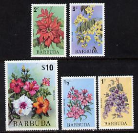 Barbuda 1974 defs - the 5 vals depicting Flowers (1/2 1, 2, 3c & $10) SG 181-184 & 197b) unmounted mint