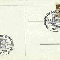 Postmark - West Berlin 1970 postcard with special Remscheid cancellation for Stamp Exhibition & 125th Anniversary of Birth of Röntgen illustrated with stamp bearing Röntgen's Portrait