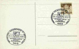 Postmark - West Berlin 1970 postcard with special Remscheid cancellation for Stamp Exhibition & 125th Anniversary of Birth of Röntgen illustrated with stamp bearing Röntgen's Portrait