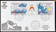 French Southern & Antarctic Territories 1988 Antarctic Geology strip of 2 plus label on illustrated cover with first day cancel, SG 234a