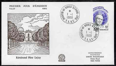 French Southern & Antarctic Territories 1988 Father Lejay on illustrated cover with first day cancel, SG 233