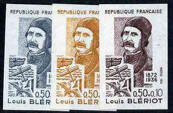 France 1972 Red Cross Fund - Louis Bleriot unmounted mint IMPERF colour trial proof (several colour combinations available but price is for ONE) as SG 1953