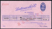 Cinderella - Receipt from Butterworth & Co (Publishers) imprinted with 2d blue oval stamp